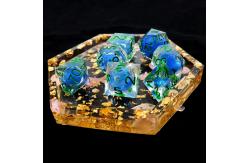 China Transparent blue liquid natural resin desktop game dice set dnd dice supplier
