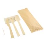 4 In 1 Biodegradable Disposable Wooden Cutlery Natural Bamboo Color for sale