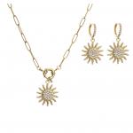 OEM 18K Gold Jewelry Set Silver Zircon Gold Sunflower Pendant Necklace for sale