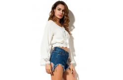China Women Chiffon New Style White Blouse supplier