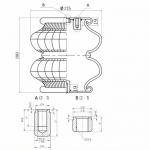 Rubber Industrial Air Springs Juice Extraction Presses Air Bag 2B7×7P06 Double Convoluted G1/4 M10 for sale