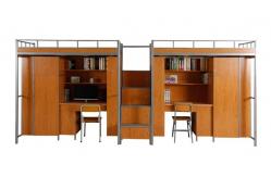 China KD structure Double Layer Metal Bunk Bed Frame With Desk supplier