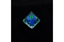 China Transparent blue liquid natural resin desktop game dice set dnd dice supplier