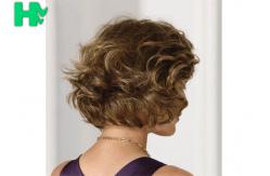 China Black Women 180% Density Short Synthetic Wigs Wind With Blonde Curly Hair supplier