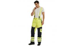 China Tomax F00B034 CVC Fabric HIVIS Yellow Fire Proof Anti Statics Bib Pants EN 1149 Certification 5 Grades supplier