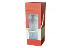 China custom  red wine packaging box with window luxury wine box with handle supplier