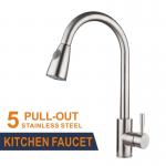 Mixer Stainless Steel Kitchen Faucet Brushed Retractable for sale