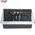 Silver Color Pop Up Desktop Socket For High Tier Office / Multimedia Training Room for sale
