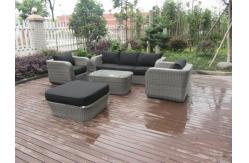 China 3 Seat Grey Outdoor Rattan Sofa With Power Coated Aluminum Frame supplier
