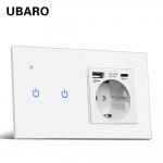 TuYa WiFi TypeC USB White Switches And Sockets Black Grey Remote Plug Socket CE for sale