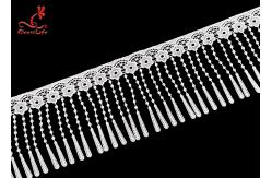 China 12Cm Polyester Water Soluble Lace Chemical White Fringe Tassel Embroidered Trim Ribbon supplier