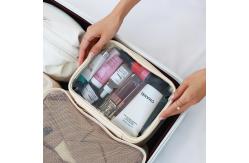 China Large Leather Double Layer Clear Cosmetic Bag Shockproof With Zipper supplier