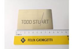 China Custom 89x54x0.8mm Silver Brushed Laser Cut Logo Engraved Metal Business Card supplier