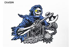 China Intricate  Punk Skull Motorcycle Biker Patches Glue Backing Biker Vest Patches supplier