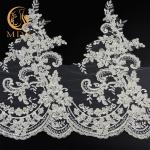 Free Sample MDX Beaded Lace Trim Fabric Embroidered For Garment for sale