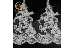 China Free Sample MDX Beaded Lace Trim Fabric Embroidered For Garment supplier