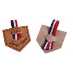 Square Custom Leather Labels Stong Clothing Articles Handmade With Eyelet