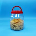 Candy Cookie Wide Mouth PET Food Grade Transparent Cylindrical Jar Screw Red Lid for sale