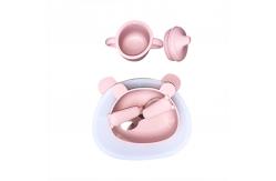 China Bear Shape Silicone Baby Feeding Set 6Pcs BPA Free Suction Bowl With Lid supplier