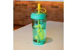 China 500ml Shatterproof Plastic Coffee Tumbler Cup With Lid And Reusable Straw supplier