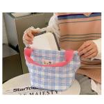 JK Style Insulated Lunch Bag Reusable Tartan Design Cooler Drawstring Picnic Bag
