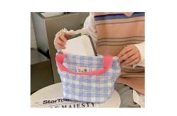 China JK Style Insulated Lunch Bag Reusable Tartan Design Cooler Drawstring Picnic Bag supplier