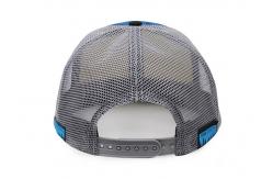 China 5 panels adult male man flat peak bule printing trucker mesh hat supplier