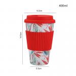 Biodegradable 400ml Bamboo Fiber Coffee Cup With Silicone Cover