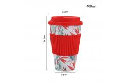 China Biodegradable 400ml Bamboo Fiber Coffee Cup With Silicone Cover supplier