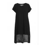 Chiffon Casual Ladies Plus Size Dresses In Black With Long Back Hem Polyester Material for sale
