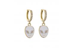 China Personalized Rhinestone Huggie Earrings Enamel Alien Dangle Earrings supplier