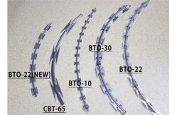 China 1.4mm Hot Dipped Single Razor Barbed Wire Blade Fencing Bto-22 supplier
