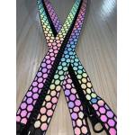 High Light Rainbow Reflective Fabric Grey Closed End Nylon Zippers Clothes Riding