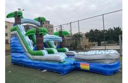 China Jungle Palm Tree Theme EN71 Inflatable Water Slide With Pool supplier