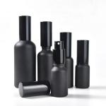 22mm Dia Glass Cosmetic Containers Matte Black Perfume Glass Bottle H82mm for sale