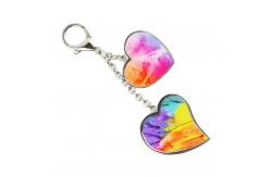 China Double Hearts Sublimation Keychain Blanks Personalized Zinc Alloy Bag Buckles supplier