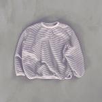 190gsm Custom Tee Shirts 100% Cotton Baby Toddler Bella Crew Neck Long Sleeve Striped Top for sale