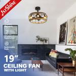19 Inches Farmhouse Caged Bladeless Ceiling Fan With Light for sale