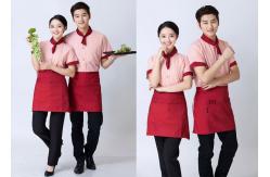 China Embroidered Unique Restaurant Uniforms With Single Row Transparent Resin Buttons supplier