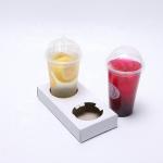 Disposable 2 Cups Pack Kraft Cup Holder Tray For Every Kinds Of Beverage To Takeaway for sale