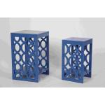 Blue Modern Nesting Tables , Ergonomic Wooden Bedside Table 58 Cm Height