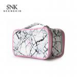 Portable Geometric PU Leather Toiletry Makeup Zipper Wash Bag Waterproof for sale