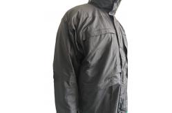 China Stealth Black Military Parka with Detachable Thermal Liner and Utility Pockets supplier