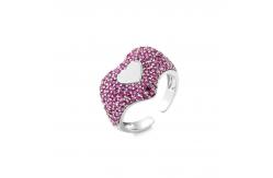China Heart Shape 925 Sterling Silver Rings Micro Pave CZ Cubic Zirconia Engagement Rings supplier