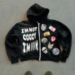 Custom Acid Wash Zip Up Hoodie Heavyweight Boxy Cropped Hoodies  500 Grams for sale