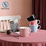 Round Colored Ceramic Porcelain Mugs Porcelain Latte Cups OEM for sale