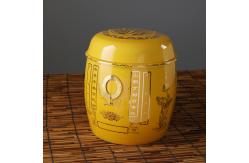 China Ceramic Adult Urns Yellow Gold Traditional Style OEM Wholesale supplier