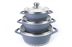 China Ceramic Coating 3 Sets 16cm Granite Non Stick Cookware supplier
