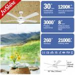 52 White Ceiling Fan with LED Light & Pull Chain  1stShine