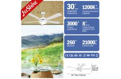 China 52 White Ceiling Fan with LED Light & Pull Chain  1stShine supplier
